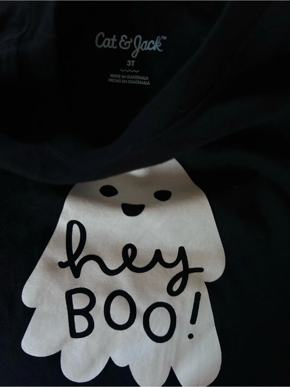 Cat & Jack Black Long-Sleeve Tee with White Ghost Graphic